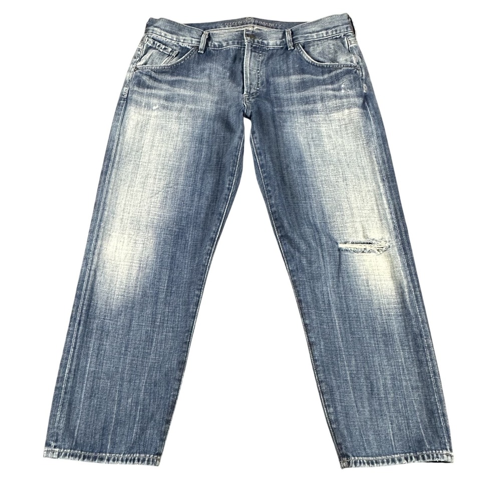 Citizens of Humanity Skyler Jeans Womens 27 Crop Boyfriend Distressed Button Fly